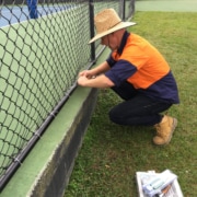 Fence repair to a sporting facility